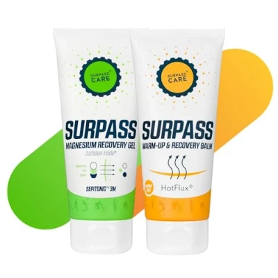 Image of SURPASS Recovery Bundle, Warm up Balm and Magnesium Gel for Muscles, After Exercise Muscle Pain Relief, Athletes, Joint Relaxant, 2x200ml