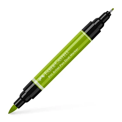 Image of Faber Castell Art &amp; Graphic Pitt Artist Pen Dual Marker India Ink, May Green, Single Pen, For Art, Craft, Drawing, Sketching, Home, School, University, Colouring