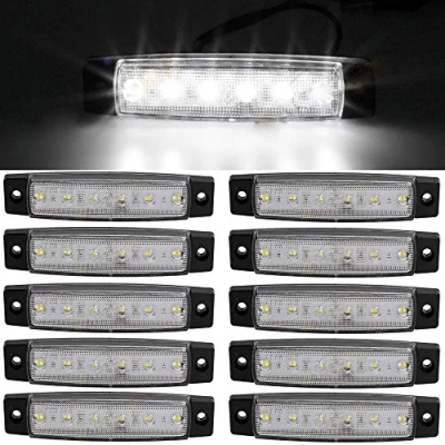 Image of GSRECY 10 pcs 3.8&quot; 6 Led side marker Trailer lights for trucks, light amber, Rear light, Truck cab lights, RV (White)
