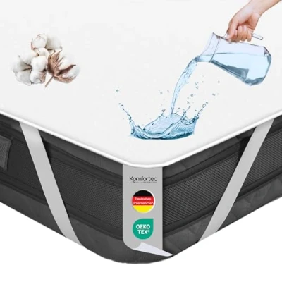 Image of Komfortec Set of 2 mattress protectors 140 x 200 cm, cotton, waterproof and breathable, Oeko TEX, anti allergy, no cracks