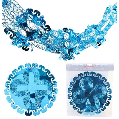 Image of Christmas Concepts® 9ft x 1ft Large Round Foil Garland Festive Hanging Decorations Trimming (Turquoise)