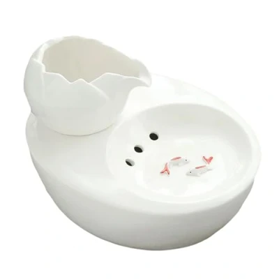 Image of Ceramic Cat Water Fountain, 1L USB Automatic Circulating Pet Drinking Fountain with Ultra Quiet Pump and Filter, 35 Oz Capacity &amp; Whisper Flow, for Cats Small Dogs
