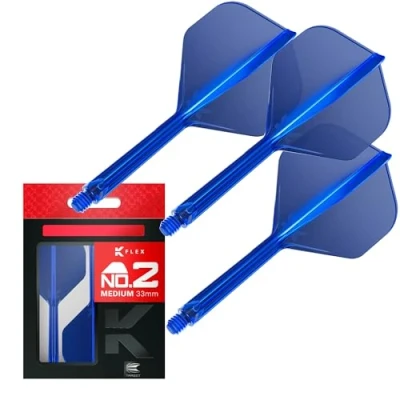 Image of TARGET Darts K Flex Integrated Dart Flight And Shaft, No.2 Blue (Medium) Pack Of 3 No 2, Precision Moulded 2 In 1 Flights Stem Professional Accessories