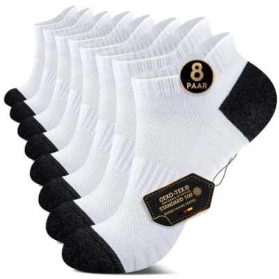 Image of YouShow White Trainer Socks Mens 6 11 Womens Cotton Ankle Running Cushioned Sport Sock for Women 8 Gym Tennis Cycling Pairs