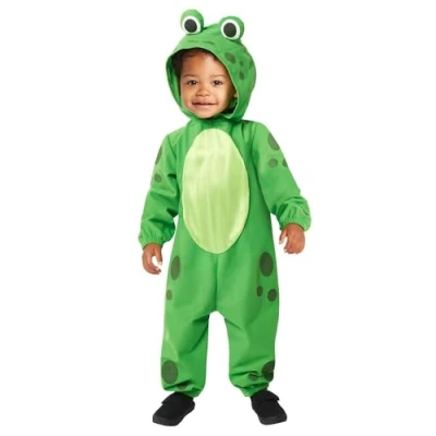 Image of Amscan 9916861 Kids World Book Day Frog Hooded Onesie Fancy Dress Costume Age: 18 24m