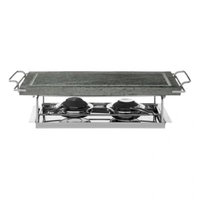 Image of Acense Hot Stone Grill, Gourmet Tabletop Food Grill For Steak, Seafood and Vegetables, 43 x 20 11 cm Marble/Wood