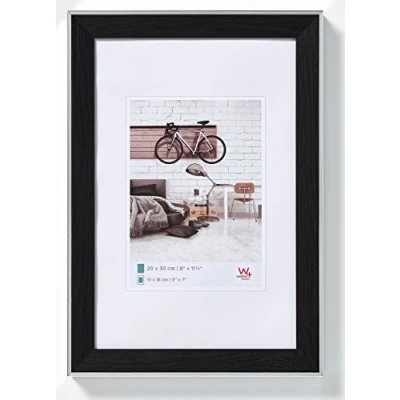 Image of walther Design Picture Frame Black 50 x 70 cm with Silver Outer Edge, Bohemian EN070B