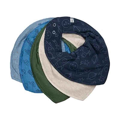 Image of PIPPI Baby Bandana Bib (5 Pack) Triangle, Ashley Blue, One Size