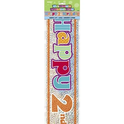 Image of Unique Party 10853 12ft Prism Happy 2nd Birthday Banner