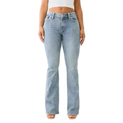 Image of True Religion Jeans Women&#039;s Denim Joey Mid Rise Flare Flap Single Needle Stitching Pant, Peak Spot, 30