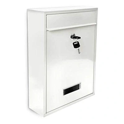 Image of Relaxdays Mailbox/Letterbox Lockable Door, White