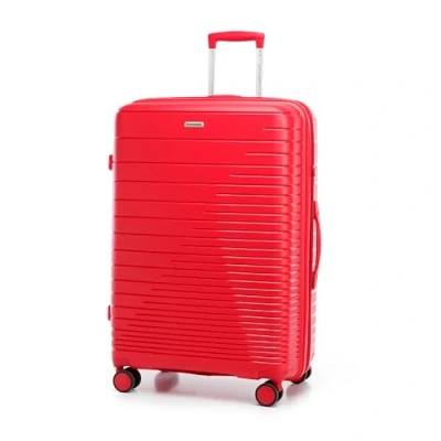 Image of WITTCHEN FUERTA Line Medium Suitcase Hard Luggage Expandable Made of Polypropylene with Glistening Straps 4 Double Wheels Retractable Handle TSA Lock Size M Red