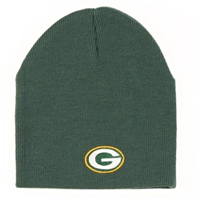 Image of Reebok Green Bay Packers Skull Cap NFL Cuffless Knit Toque Beanie Hat