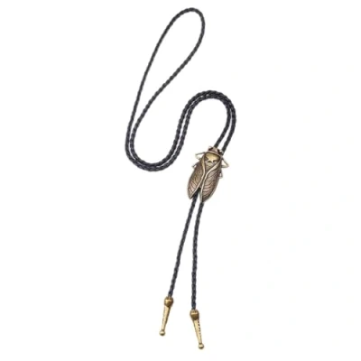 Image of Kingke Bolo Tie For Men Western Cowboy Necktie With Carved Cicada Buckle Decorations Halloween Costume Accessories
