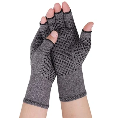 Image of Gebell Rheumatoid Arthritis Gloves Compression Fingerless Joint Pain Relief Hand Mitten Warmth Carpal, S, Gray B