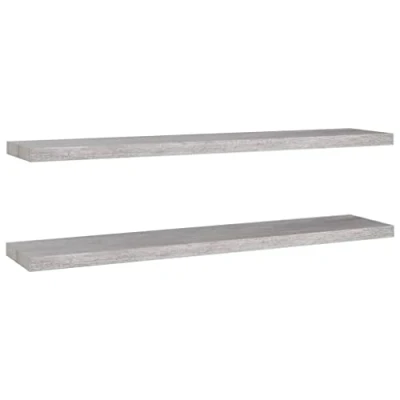 Image of vidaXL Floating Wall Shelves 2 pcs, Durable Honeycomb MDF and Metal Frame, Concrete Grey Modern Design, Invisible Mounting System, 120x23.5x3.8 cm