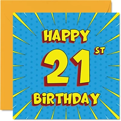Image of Fun 21st Birthday Cards for Men Woman Comic Book Happy Card Sister Granddaughter Grandson Son Daughter Brother Uncle Nephew Niece, 145mm x Greeting Cards,