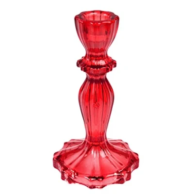 Image of Tall Red Glass Candle Holder