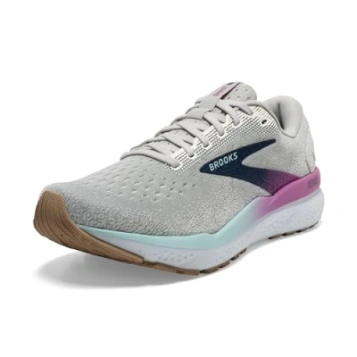 Image of Brooks Women&#039;s, Ghost 16 Running Shoe, White/Grey/Estate Blue, 9 Wide