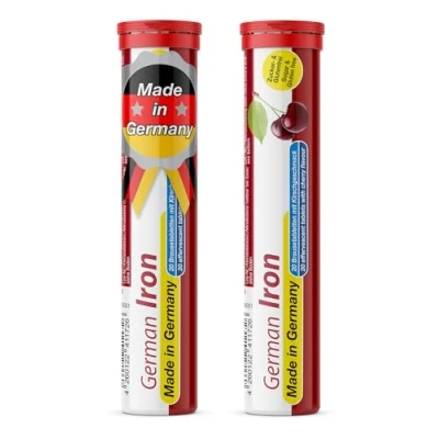 Image of Iron 14 mg 2 x 20 effervescent Tablets Cherry Flavor T&amp;D Pharma German Made in Germany