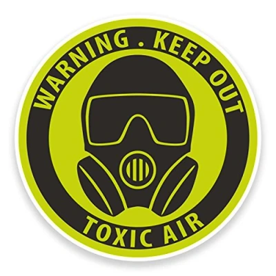 Image of 2 x 10cm Warning Toxic Vinyl Sticker Laptop Car Skateboard Zombie Alien #9222 (10cm Wide High)