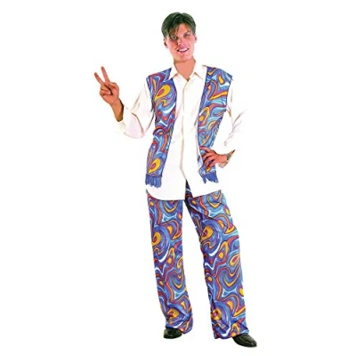 Image of Bristol Novelty AC323 Flower Power Hippy Costume set For Men Printed Man, Multicolor, 42 44 Inch