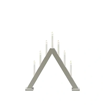 Image of Konstsmide Christmas Lights/Modern Candle Bridge/Grey Lacquered Wood/Indoor Use (IP20)/230V Indoor/7 Candles with Clear Bulbs/White Cable On Off Switch
