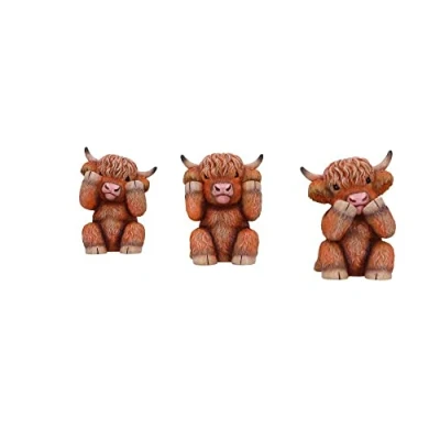 Image of Nemesis Now Three Wise Highland Cows, Brown, 9.6cm