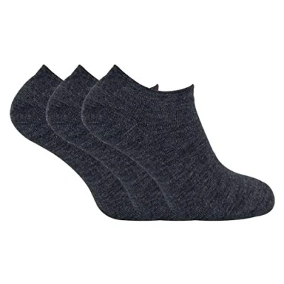 Image of 3 Pairs Mens Thick Winter Warm Cushioned Low Cut Ankle Thermal Trainer Socks (6 11 uk, TTS Charcoal)