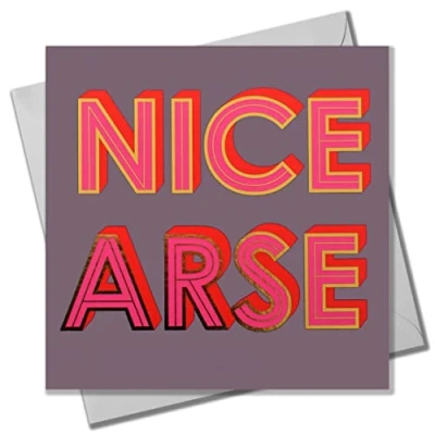 Image of Valentine&#039;s Day Card, Nice Arse, text foiled in shiny gold