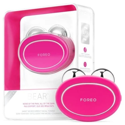 Image of Foreo Bear Smart Microcurrent Face Device Jaw Excerciser Immediately Visible Non Invasive Lift Antiaging Safe &amp; Painless Fuchsia