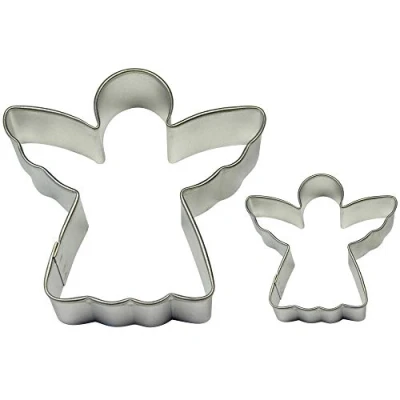 Image of PME Angel Cookie and Cake Cutters, Small Large Sizes, Set of 2, Silver