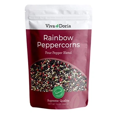 Image of Viva Doria Rainbow Blend Peppercorn, Whole Black Pepper, Green Pink White 12 Oz, for Grinder Refill