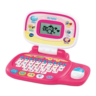 Image of VTech Pre School Laptop Interactive Educational Kids Computer Toy with 30 Activities Suitable for Children 3, 4, 5+ Year Olds Boys &amp; Girls, Pink,English Version,20.9H x 27.1W 6.8D