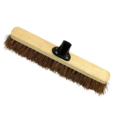 Image of EDS 18 Garden Broom Head Only Outdoor Natural Bassine Hard Bristle with Durable Support Bracket Yard Brush Heavy Duty Stiff Sweeping (PACK OF 1)