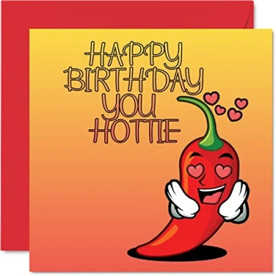 Image of Funny Birthday Cards for Men Women You Hottie Banter Boyfriend Girlfriend Husband Wife Partner Friend, 145mm x Greeting Cards, Joke Humour 30th 40th 50th Bday