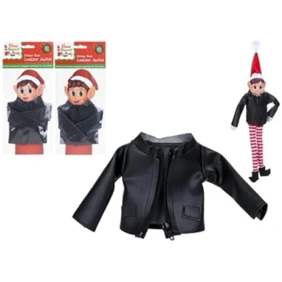Image of Elegant Faux Black Leather Jacket With Zip for Elf (1 Pc.) Durable Material Perfect Accessory Fantasy Lovers