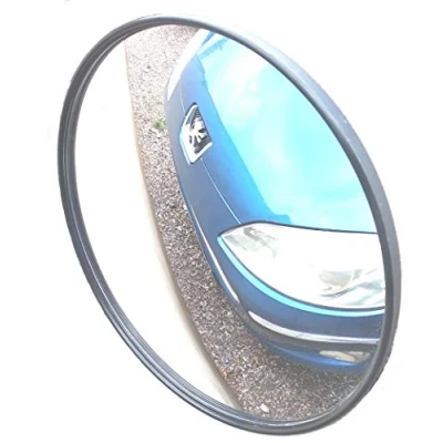 Image of SNS Safety LTD Convex Traffic Mirror for Driveways, Warehouses, Garages and Offices, Black (Diameter 22 cm, with Wall Bracket)