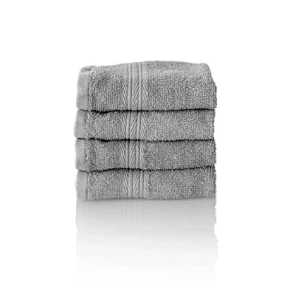 Image of Glart Premium Set of Terry Hand Towels, Colour: Platinum Grey, 4X Guest Towels 30 X 50 cm