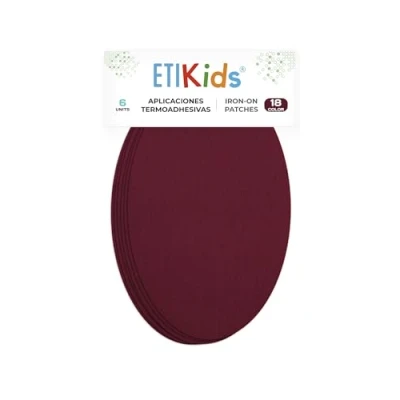 Image of Haberdashery Online 6 Piece Knee Patches Bordeaux. Iron Pads to Protect Your Clothes and Repair of Trousers, Jackets, Sweaters, Shirts. 16 x 10 cm. RP18