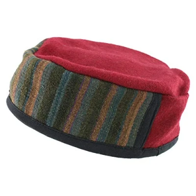 Image of Siesta Wool Blend Smoking Hat Nepalese Thinking Lounging Cap Red Large
