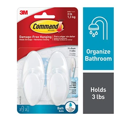 Image of Command BATH18 ES 2 Strips Medium Bath Hook, Hooks by