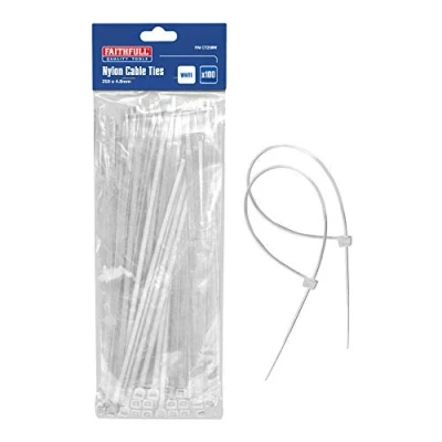 Image of Faithfull CT250W 250 x 4.8mm Cable Ties (Pack of 100) White