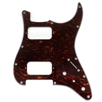 Image of Musiclily Pro 11 Holes ST HH Guitar Pickguard with Round Corner Uncovered Humbucker 2 Pot Mini Switch Layout for Fender Squier Strat Style Electric Guitar, 4ply Red Tortoise