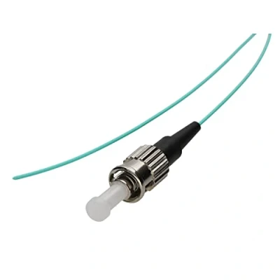 Image of kenable OM4 Fibre Optic ST Pigtail Simplex MM 50 125 Splicing LSZH Cable 1m Aqua [1 metres]
