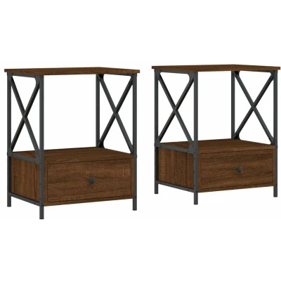 Image of vidaXL Bedside Tables 2 pcs Brown Oak 50x41x65 cm Engineered Wood