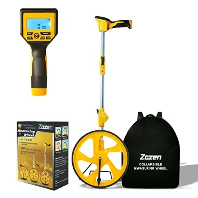 Image of Zozen Measuring Wheel Digital Display, 3 Sections Foldable 12Inch Wheel, Imperial/Metric Measure with Backlit Display Up to 99,999Ft/ 99,999M Portable Cloth Backpack.