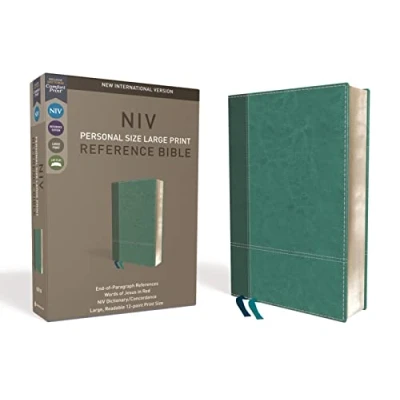 Image of NIV, Personal Size Reference Bible, Large Print, Imitation Leather, Blue, Red Letter Edition, Comfort Print