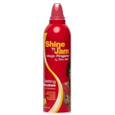 Image of Ampro Shine &#039;N Jam Magic Fingers Setting Mousse For Braiders Extra Firm hold 12oz (354ml)