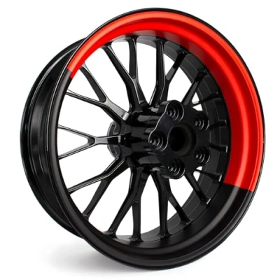 Image of 4 Piece Rim Bed Sticker Set for 17 Inch Rims Complete Decorative Film Motorcycle Edge Self Adhesive Waterproof UV Resistant MR021 (04 02 Half Red)